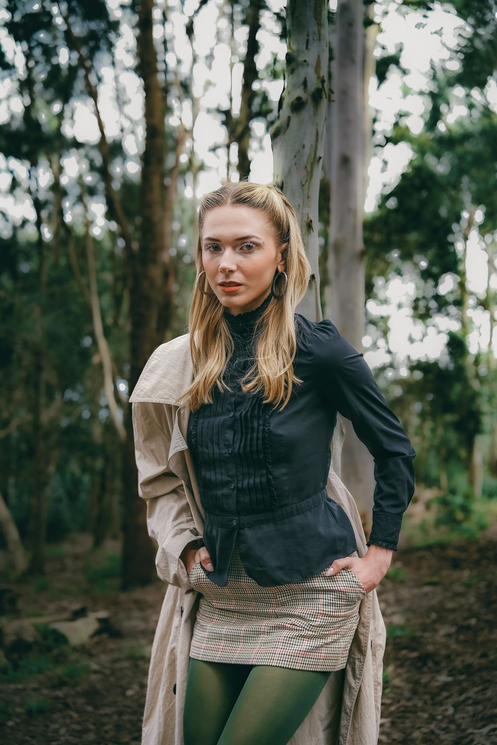 Fashion Portrait of Young Woman in Forest · Free Stock Photo