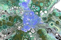 Vibrant Abstract Fluid Art in Green and Blue