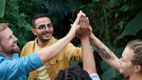 Free Photo of People Putting Their Hands Up Stock Photo