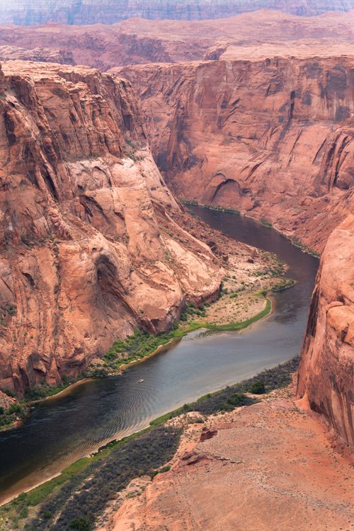 Free Stunning aerial view of the iconic Horseshoe Bend on the Colorado River in Arizona, USA. Stock Photo