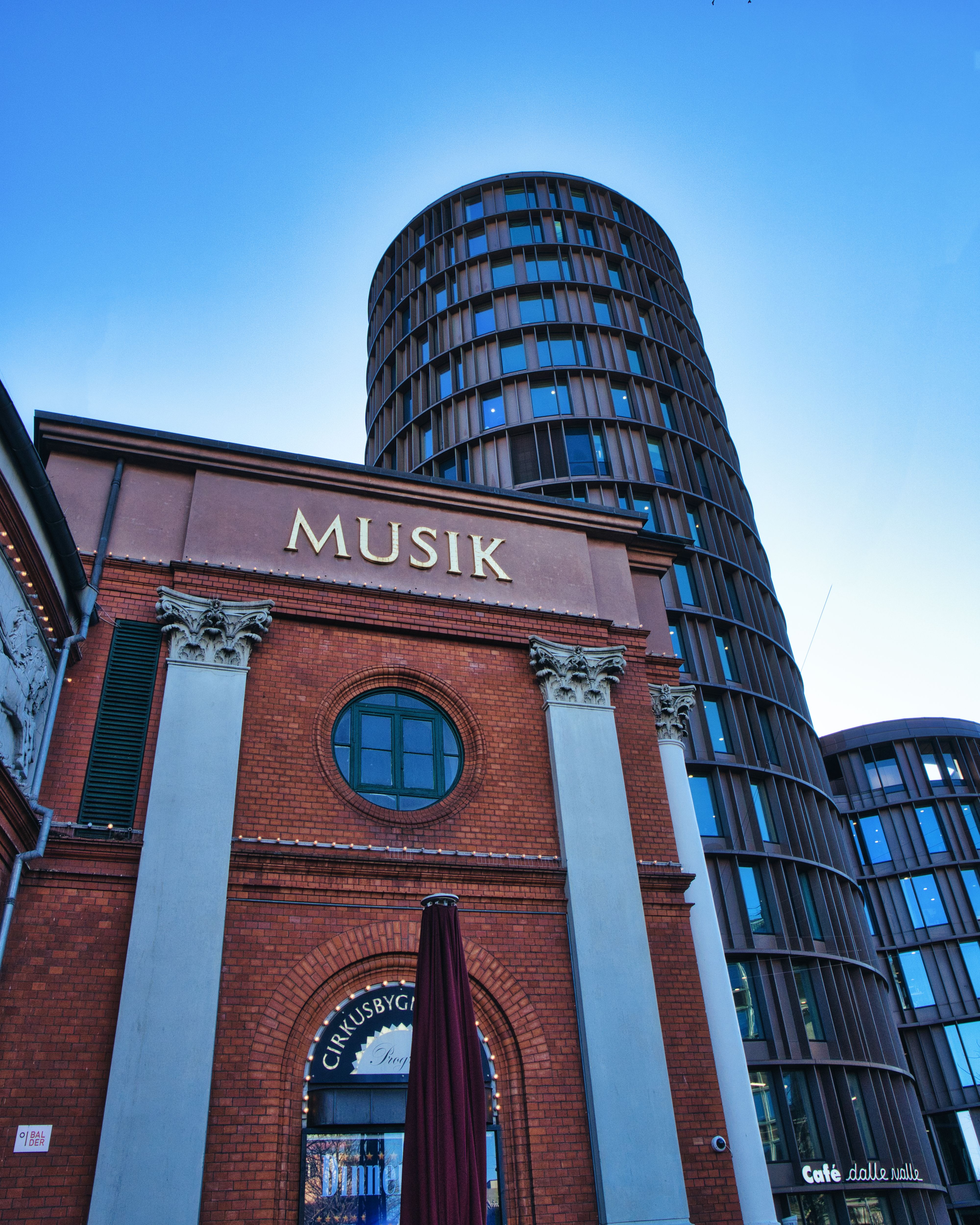View of the iconic Axel Towers in Copenhagen, showcasing modern architecture.