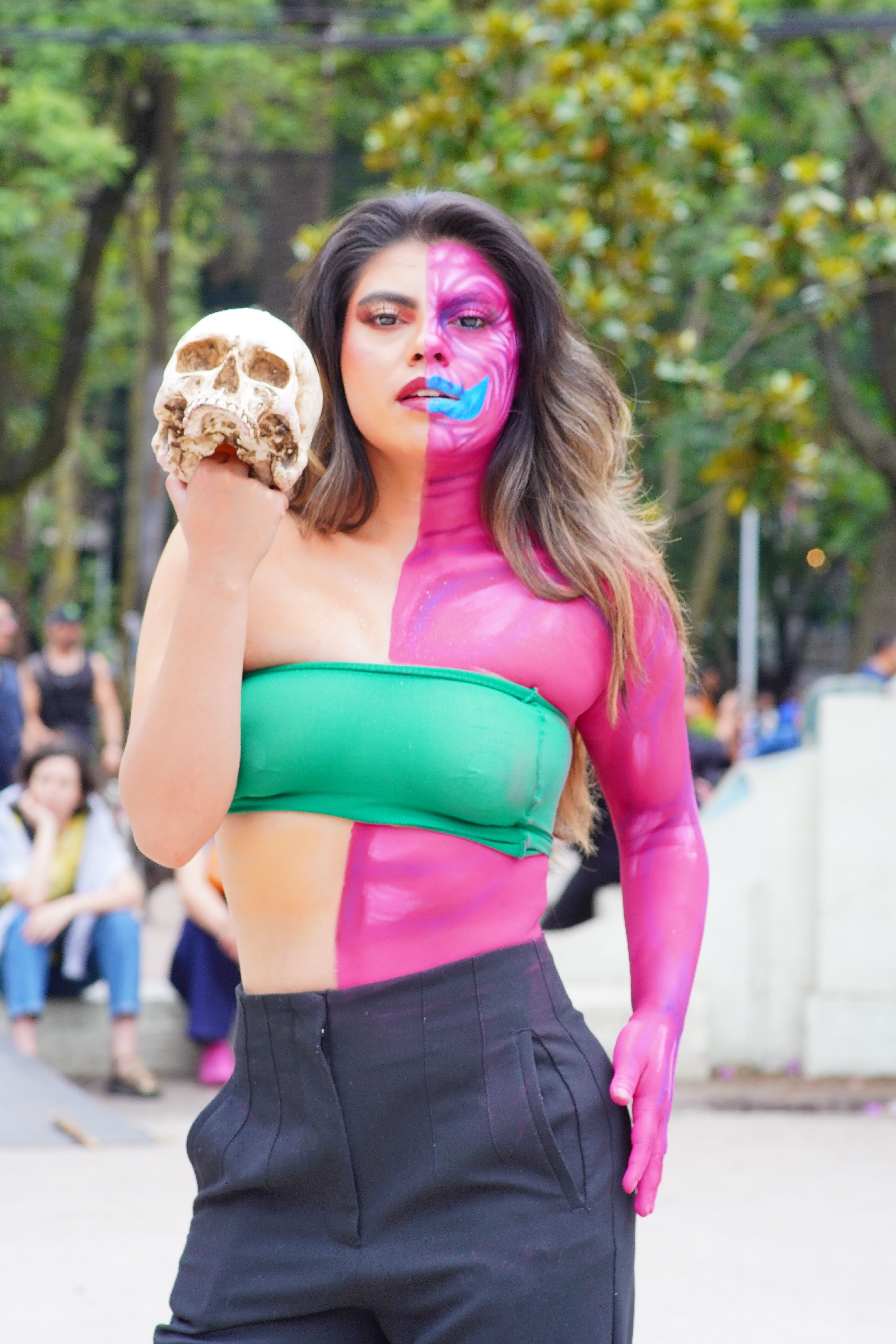 Colorful Body Paint Portrait in Urban Setting · Free Stock Photo