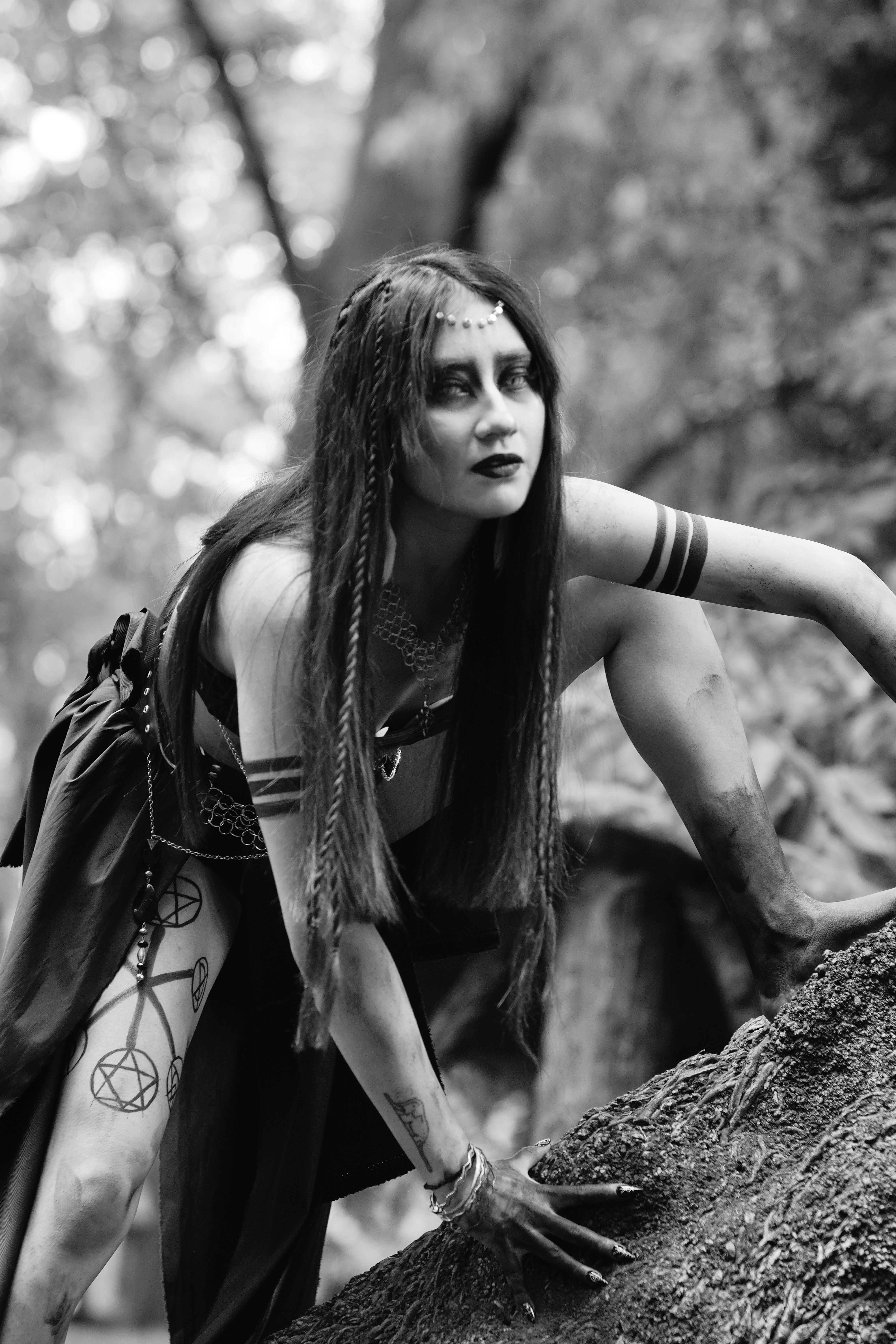 Black and White Portrait of a Gothic Woman Outdoors · Free Stock Photo