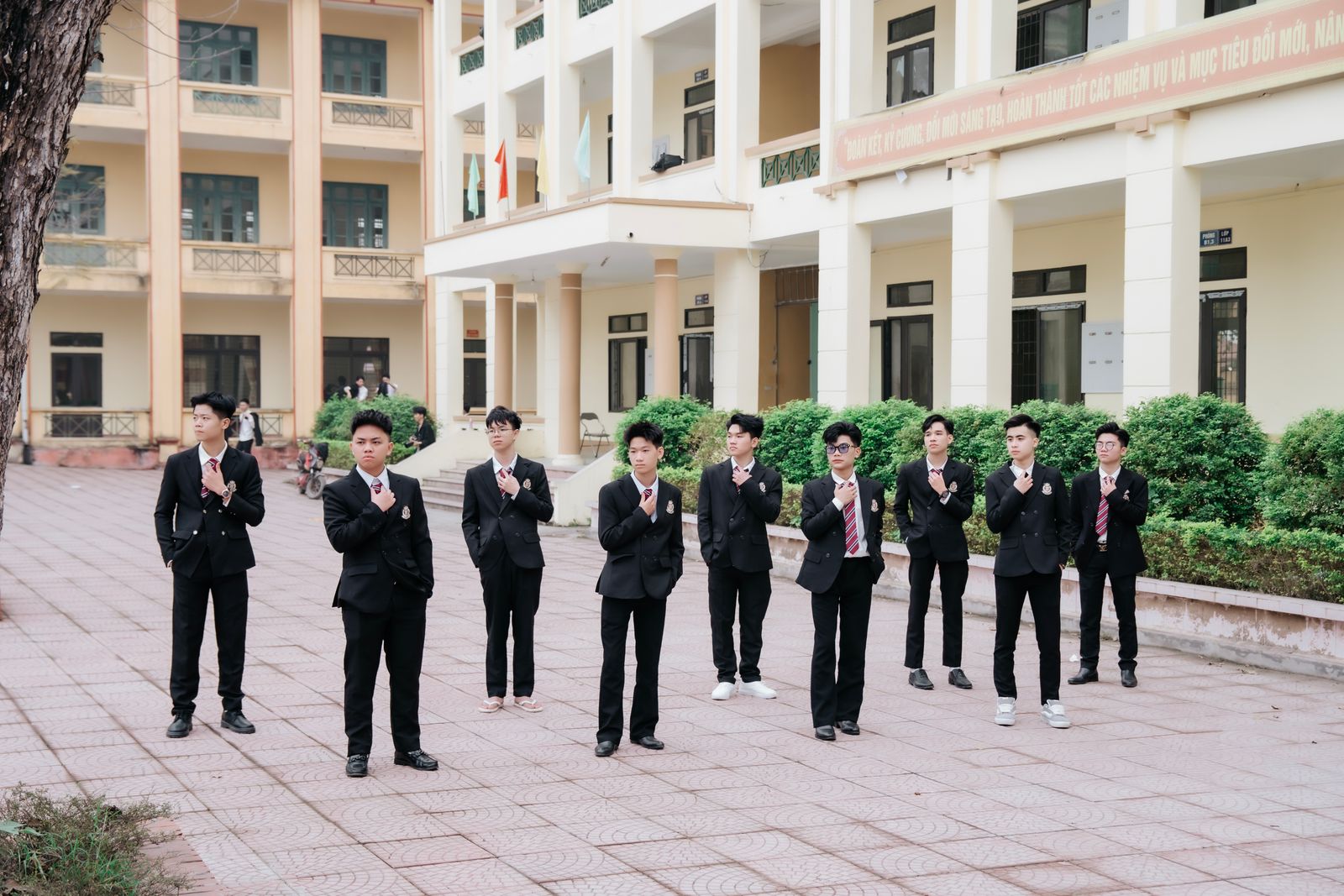 Cadets of Sainik School Meghalaya assembled in the school courtyard