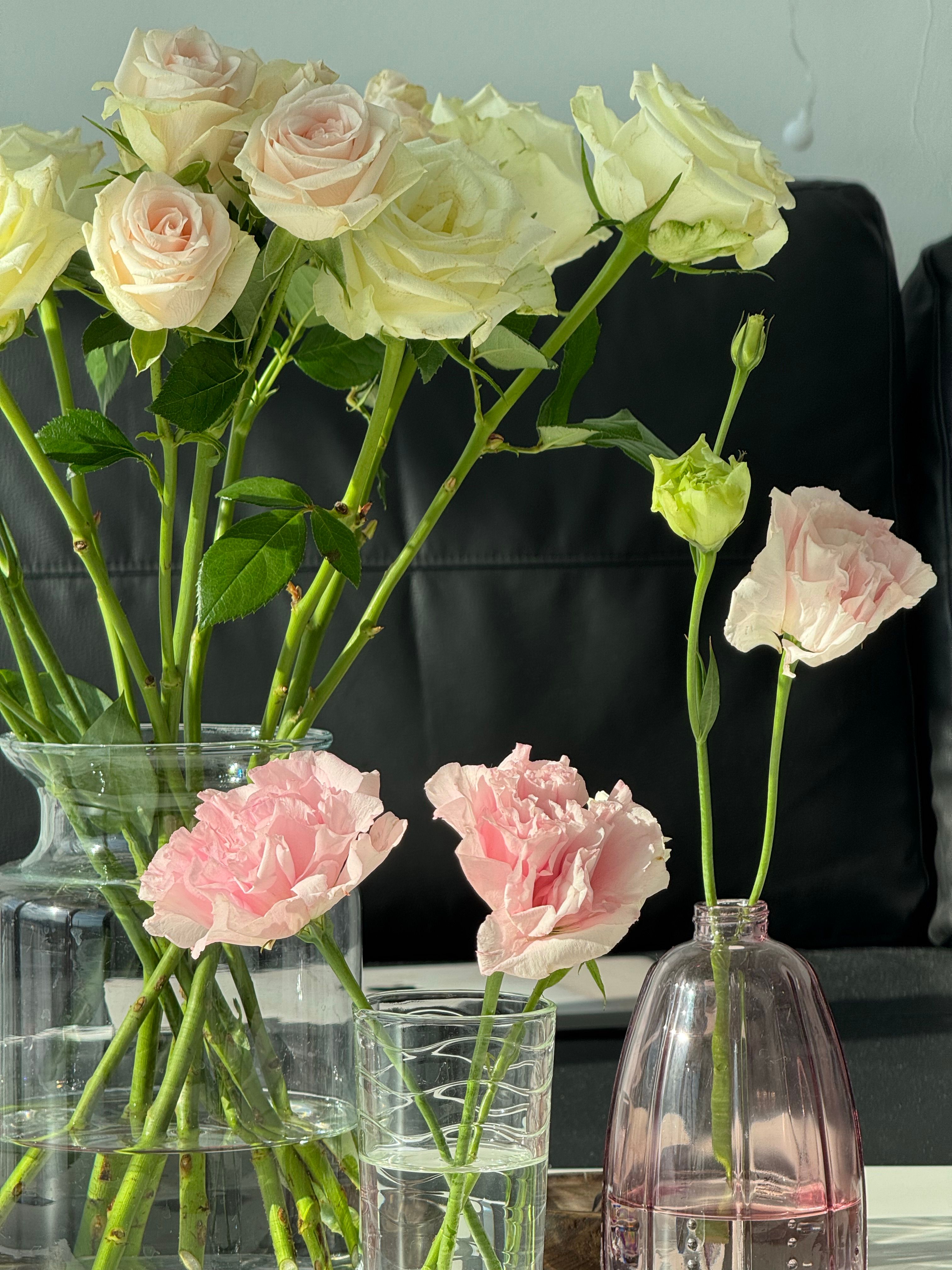 Elegant Floral Arrangement of Pink and White Roses · Free Stock Photo