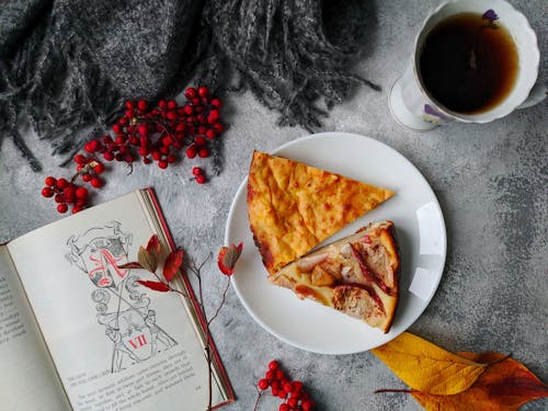 Free Photo Of Pizza Near Book Stock Photo