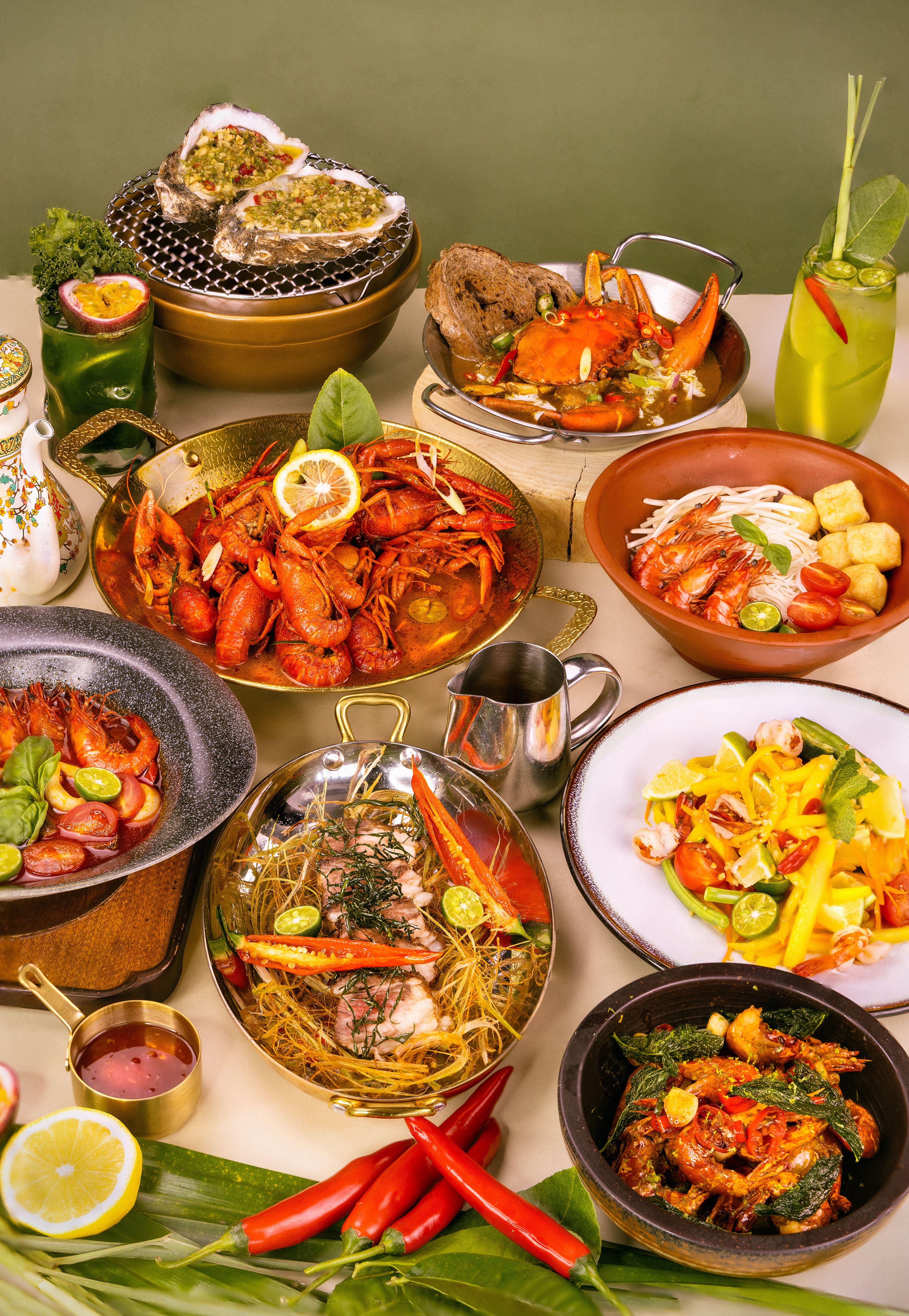Vibrant Seafood and Vegetable Buffet Spread · Free Stock Photo