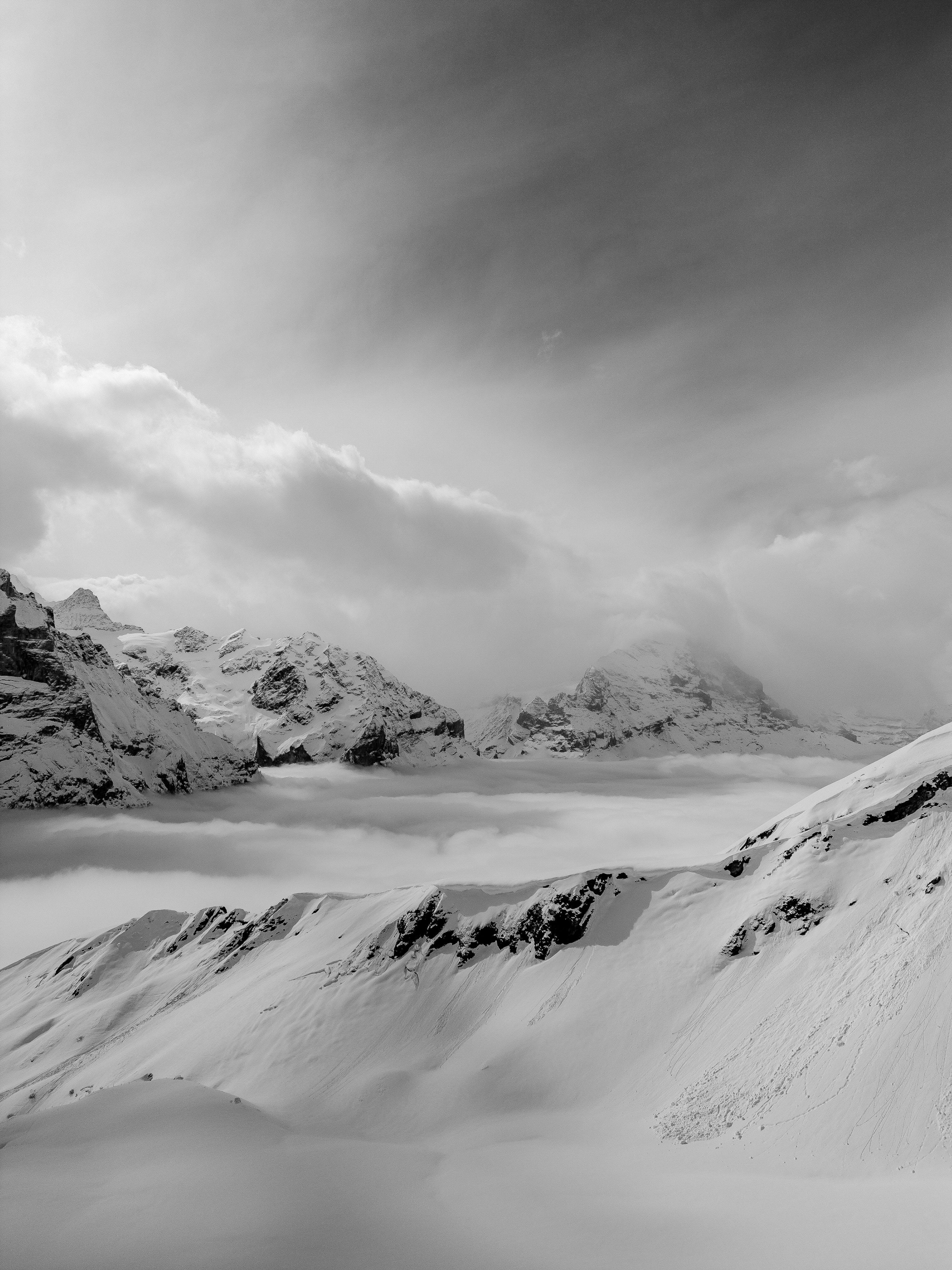Captivating snowy landscape of the Swiss Alps in Grindelwald, Switzerland.