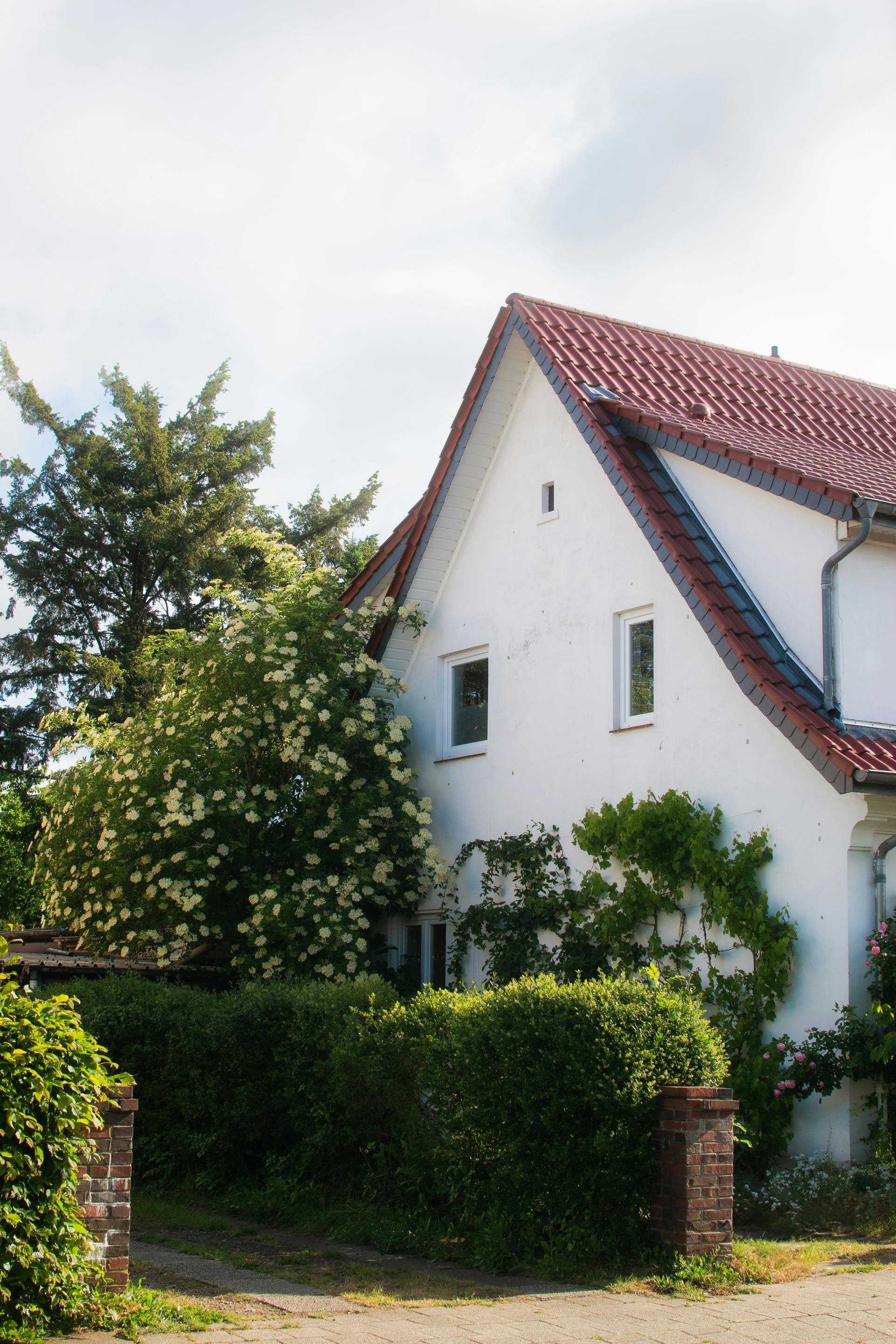 Printable Images Of Flowers Photos - Free Photo Of Charming Cottage With Red Roof And Lush Garden 