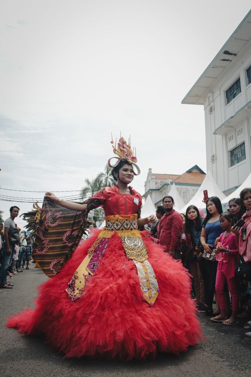 Free Vibrant cultural parade showcasing traditional attire in West Java, Indonesia. Stock Photo