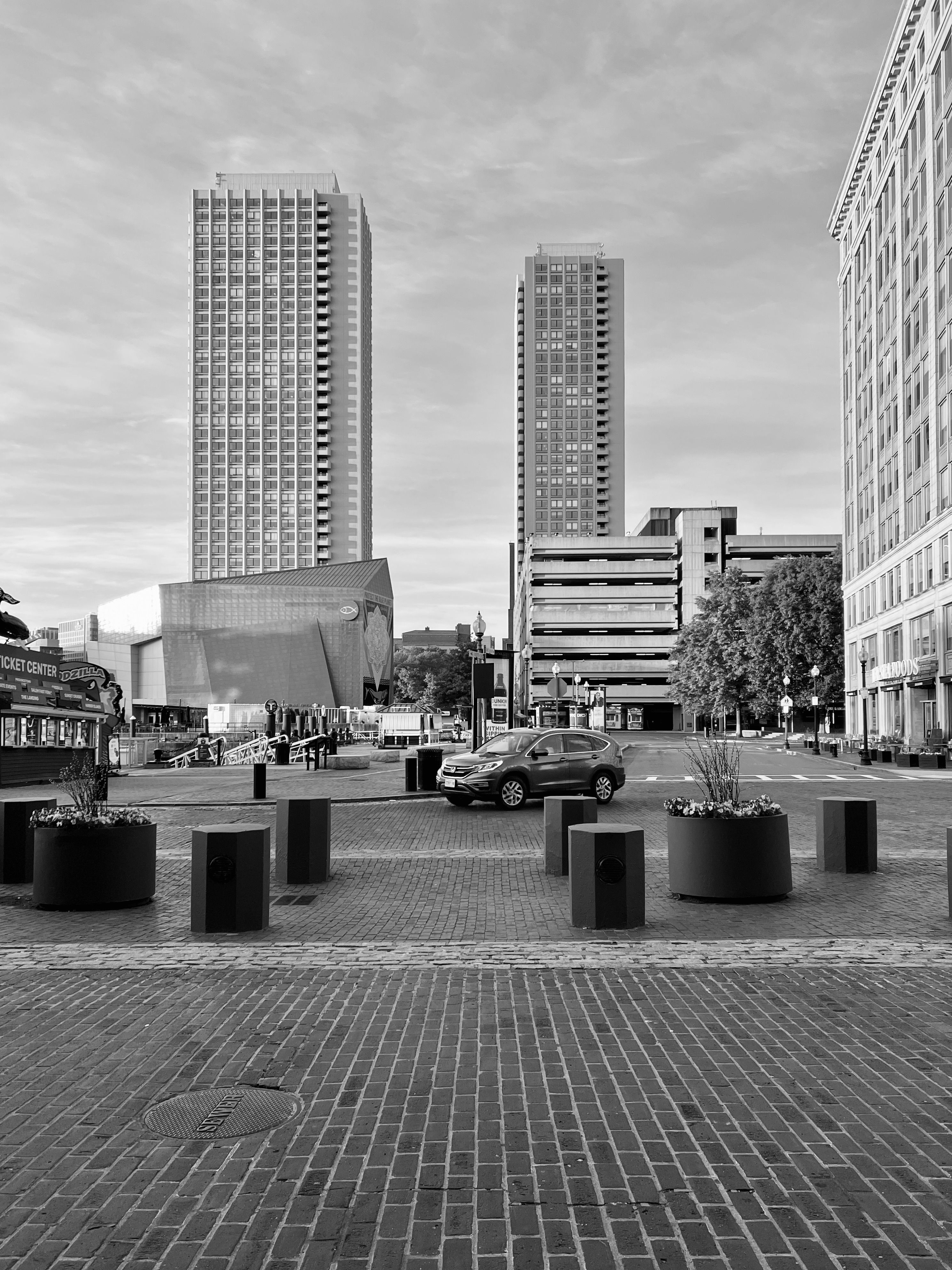 Urban Black and White Cityscape with Skyscrapers · Free Stock Photo