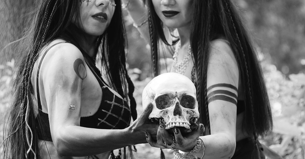 Human Skull Ritual Mysterious Forest Ritual with Skulls · Free Stock Photo