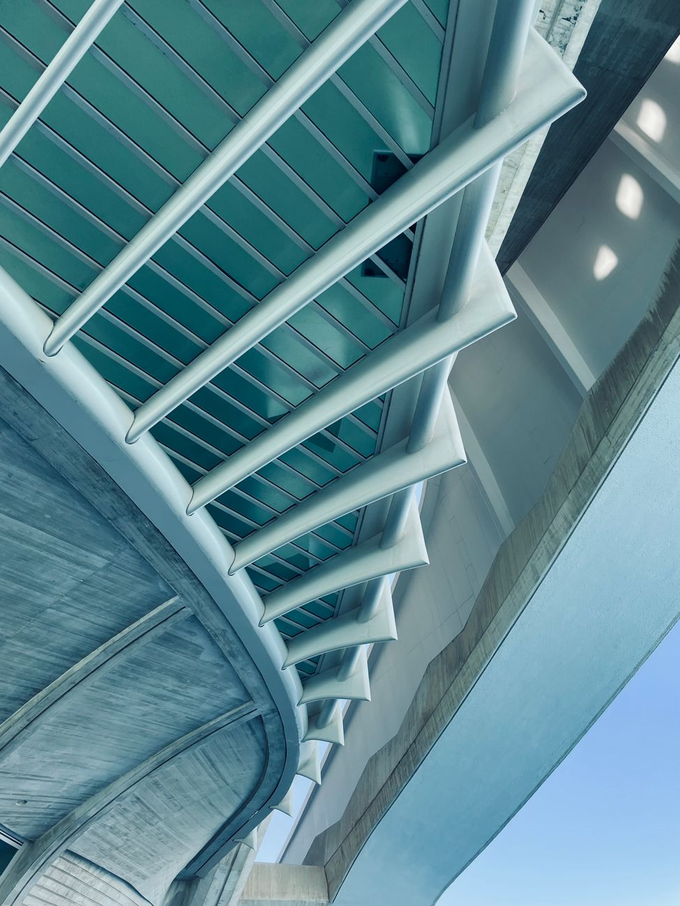 Dynamic view of futuristic architectural structure in Valencia, Spain highlighting modern design aesthetics.
