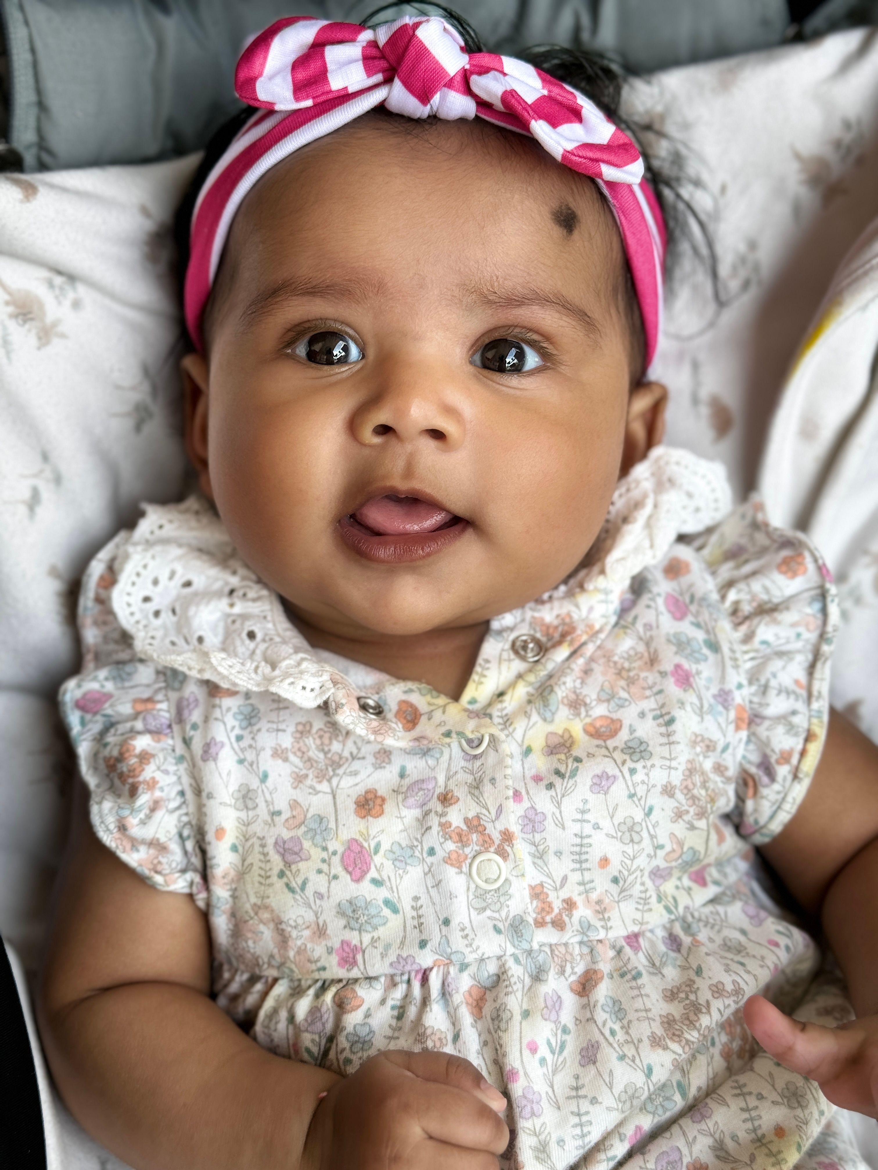 Adorable Baby with Pink Headband Smiling · Free Stock Photo