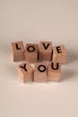 Wooden Blocks Forming 'Love You' Message