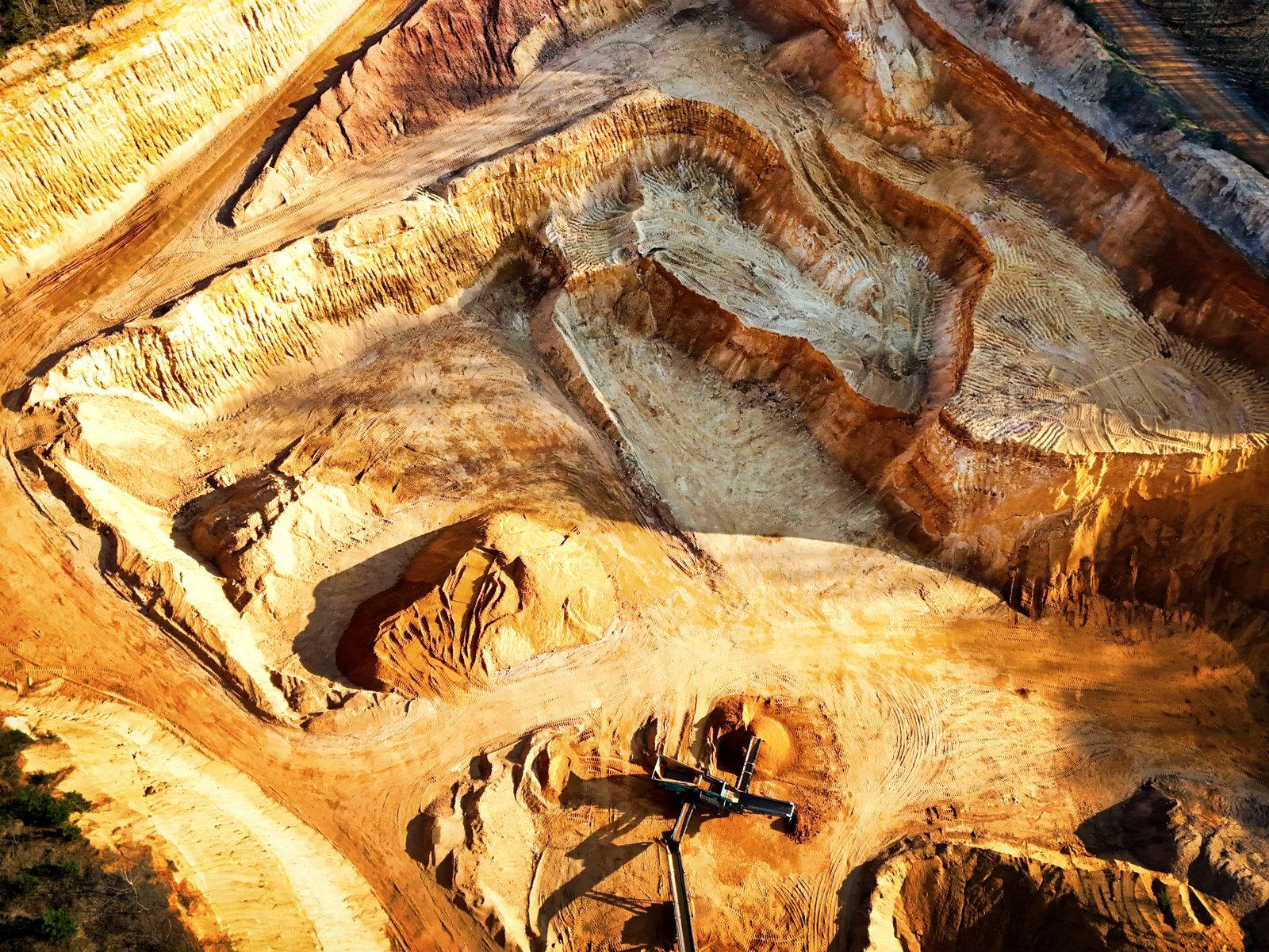 Aerial view of open pit mining operation