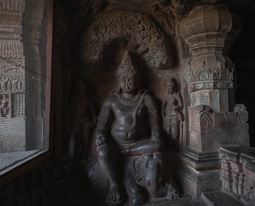 Free Discover the intricate rock-cut sculpture inside Ellora Caves in Maharashtra, India. Stock Photo