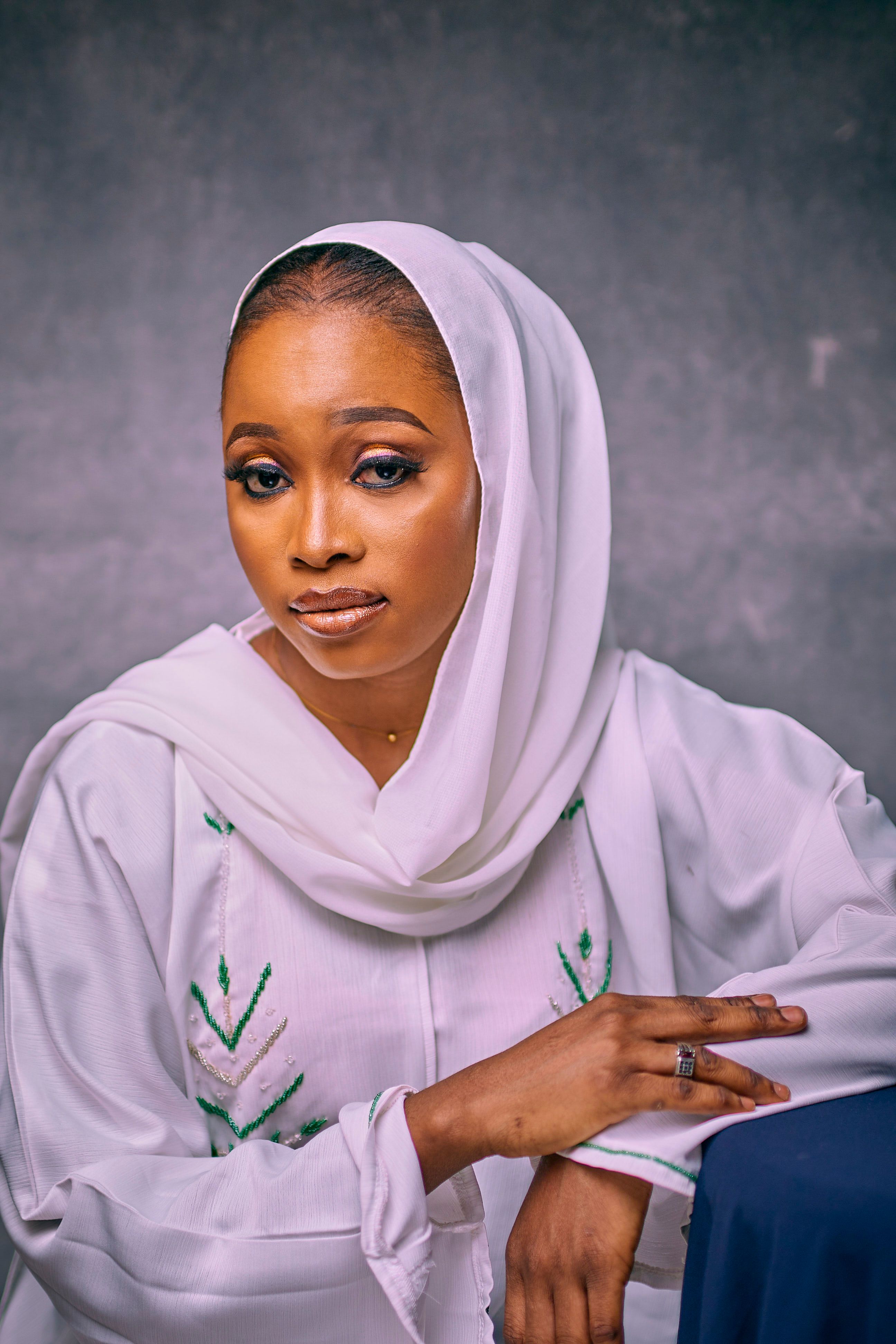 Elegant Portrait of Woman in White Hijab · Free Stock Photo