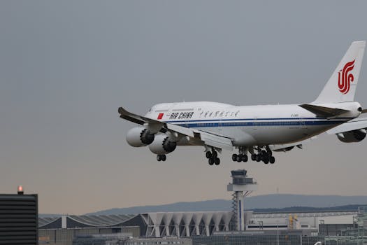 Air China Boeing 747 prepares to land at Frankfurt Airport, captured during daytime.