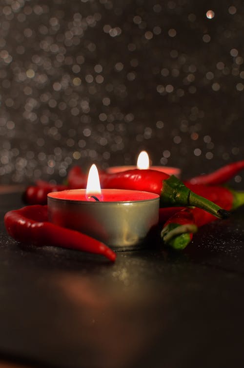 Red Tealight Candle on Silver Holder