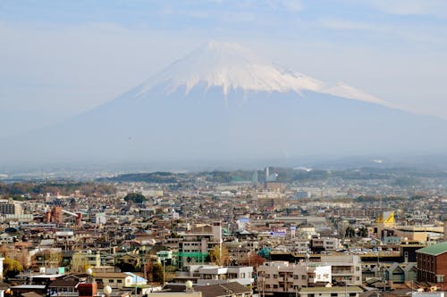 Panorama of City Lying at Feet of Volcano