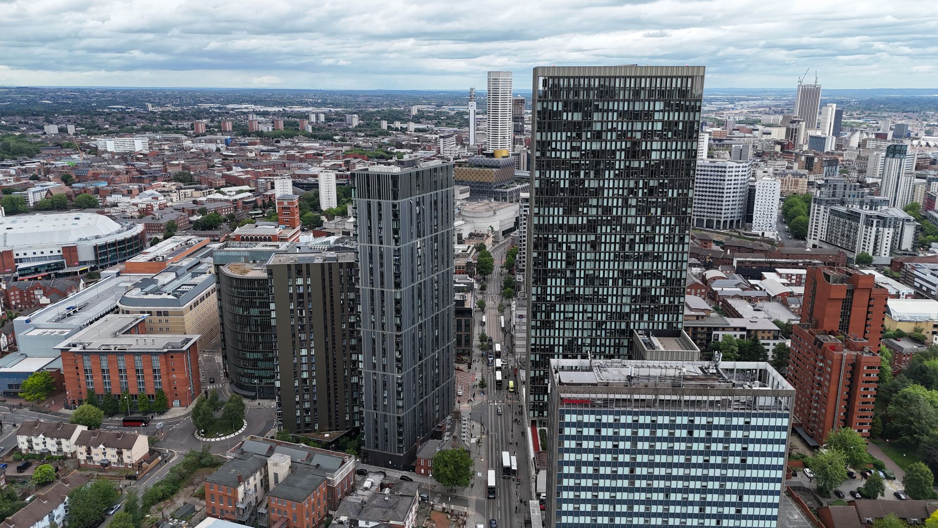 Premium Birmingham business-travel visual โ polished apartment interior or skyline-led executive accommodation