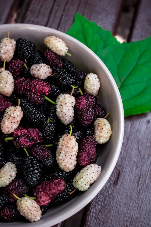 Fresh Blackberries In Ceramic Bowl
