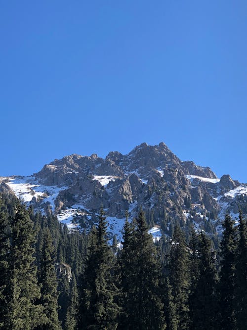 Beautiful Landscape of Snowcapped Mountain Under Blue Sky
