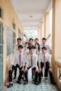 Group of Students Posing in School Corridor