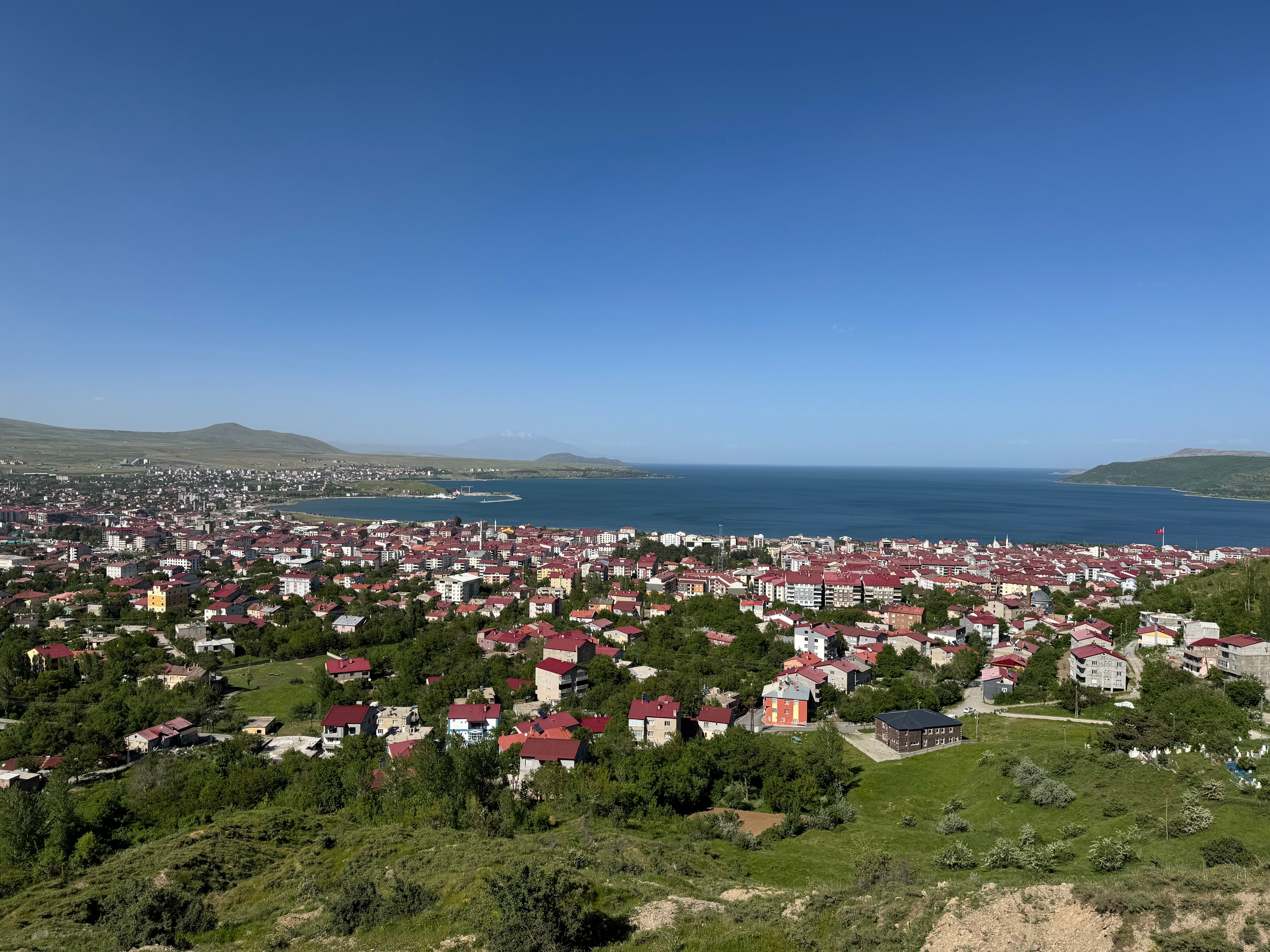 Scenic Aerial View of Tatvan City and Lake Van · Free Stock Photo