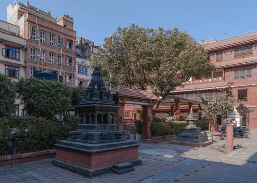 Free Beautiful courtyard with traditional architecture in Kathmandu, Nepal, under bright daylight. Stock Photo
