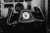 Black and White Cockpit Control Close-up