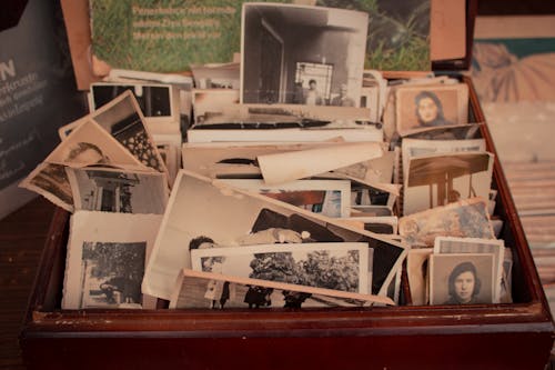 Free Old Phots In A Brown Box Stock Photo