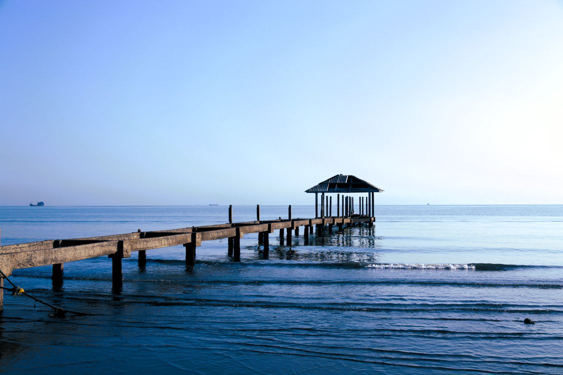 Serene Pier View Over Java Sea in Tegal · Free Stock Photo