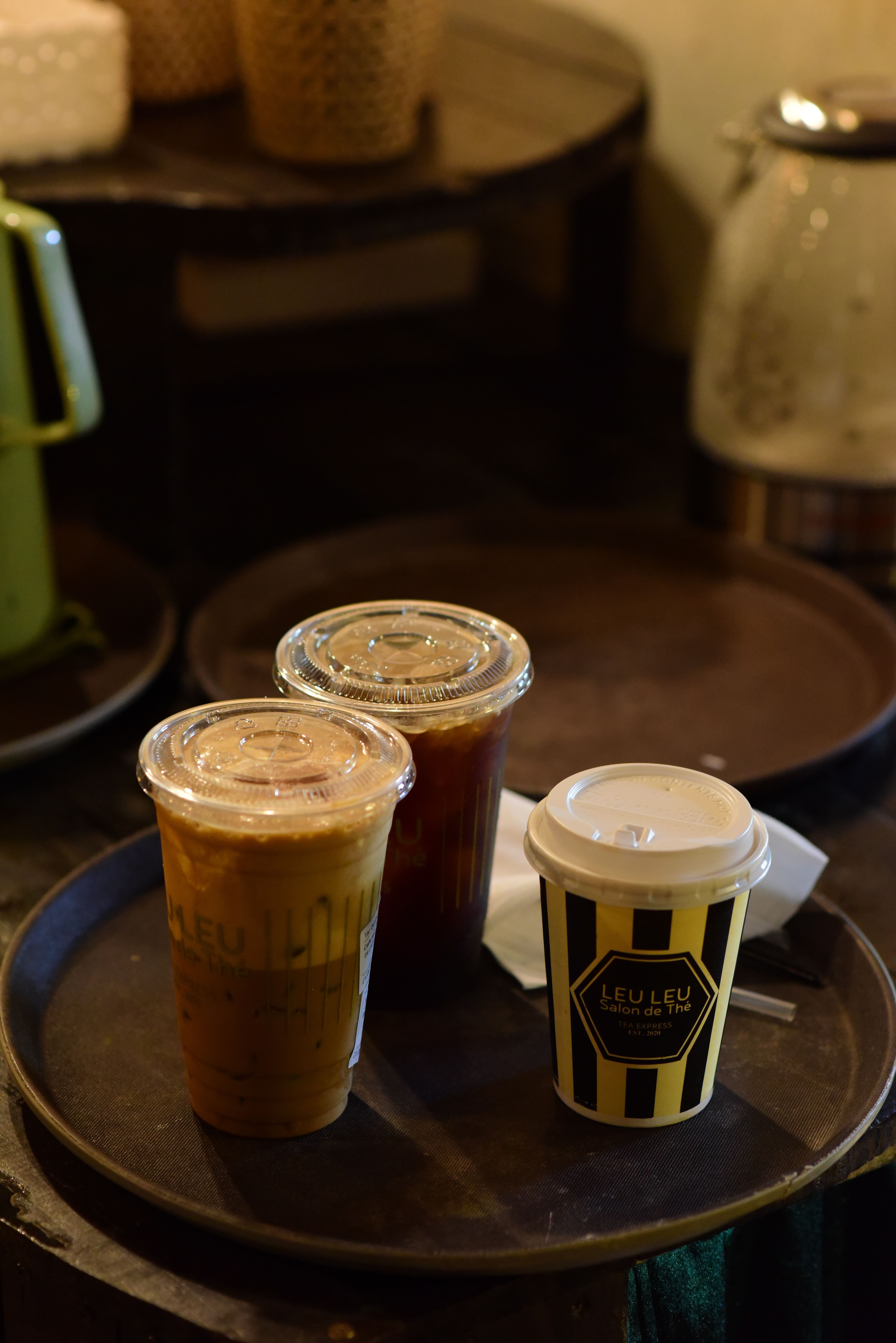 Assorted Iced Beverages in Cozy Café Setting