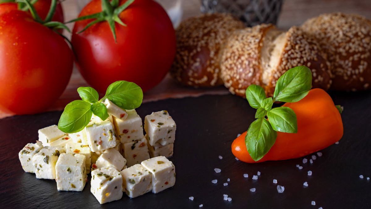 Tomato, feta and basil salad