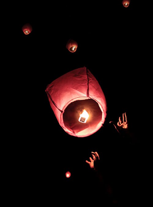 Free stock photo of let go of a floating lantern