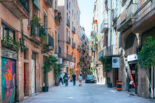 Explore the vibrant life in Barcelona's Gothic Quarter with its iconic narrow streets.