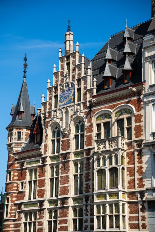 Free Detailed view of historic Gothic architecture with ornate spires in Europe. Stock Photo