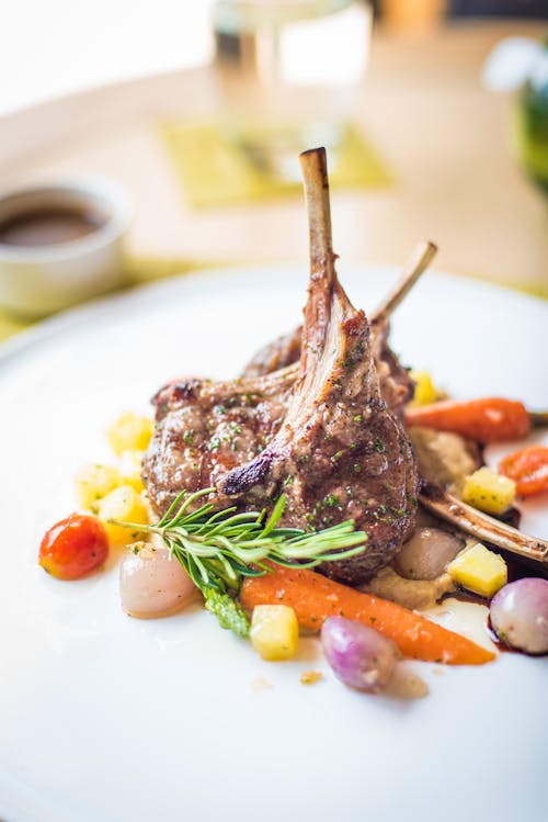 Free Close-up of Steak Meal Served in Plate Stock Photo