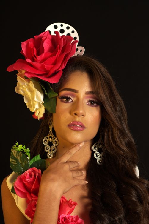 Portrait of Woman with Floral Headdress · Free Stock Photo