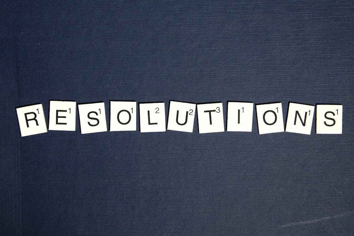 Black and White Scrabble Resolution Illustration