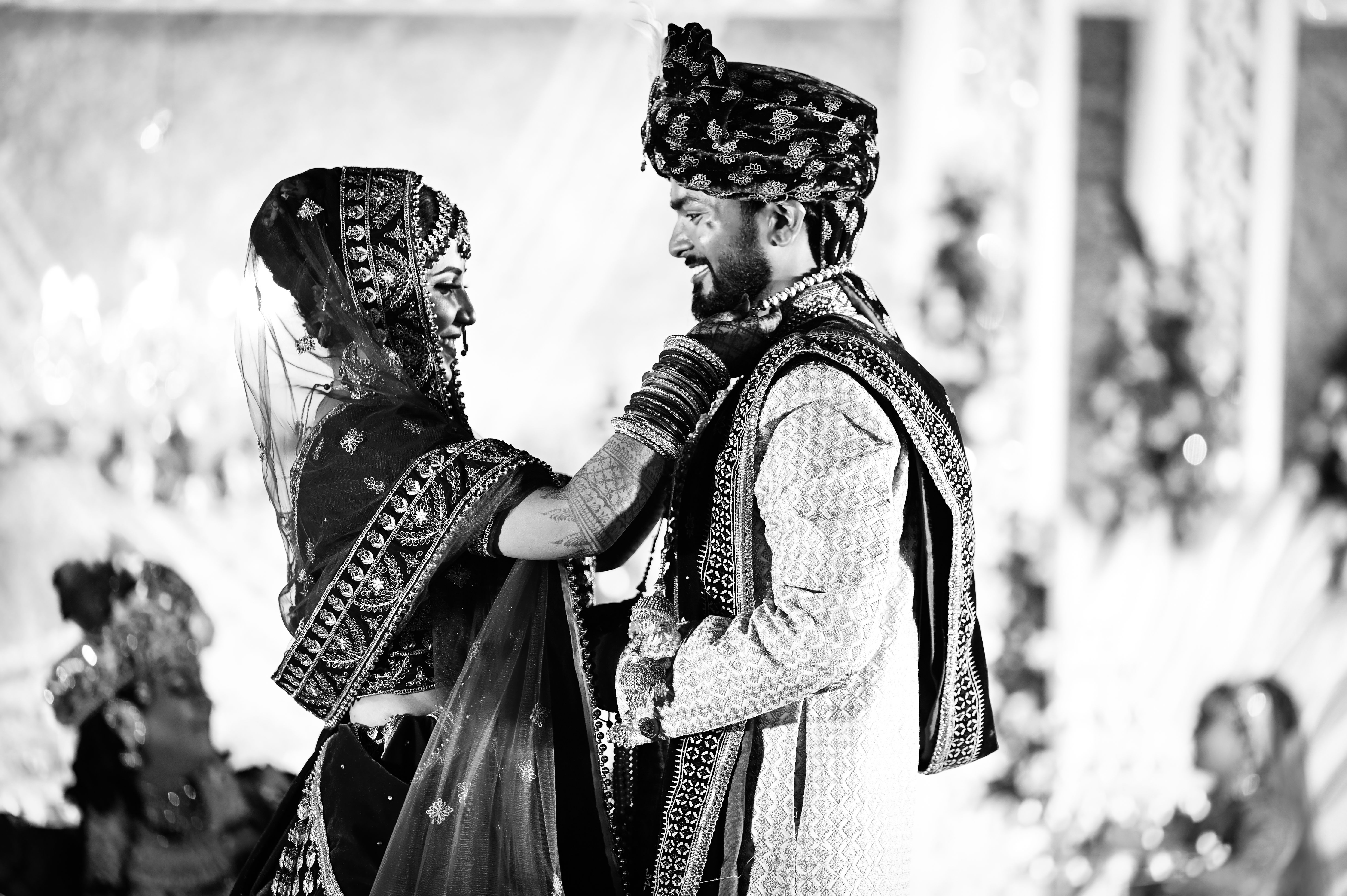 Elegant Indian Wedding Portrait in Black and White · Free Stock Photo