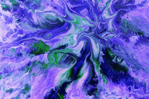 Free Dynamic swirling patterns of purple and green create a striking abstract fluid art piece. Stock Photo