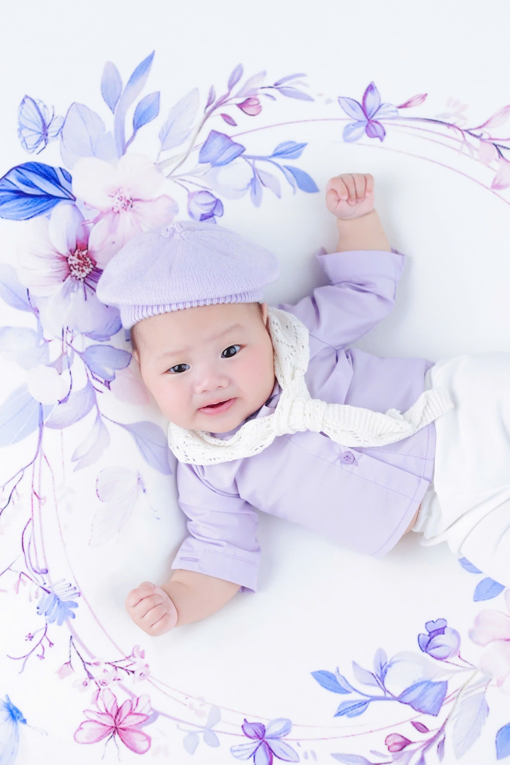 Adorable Baby in Pastel Lavender Outfit · Free Stock Photo