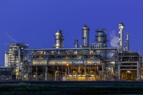 Industrial facility at dusk