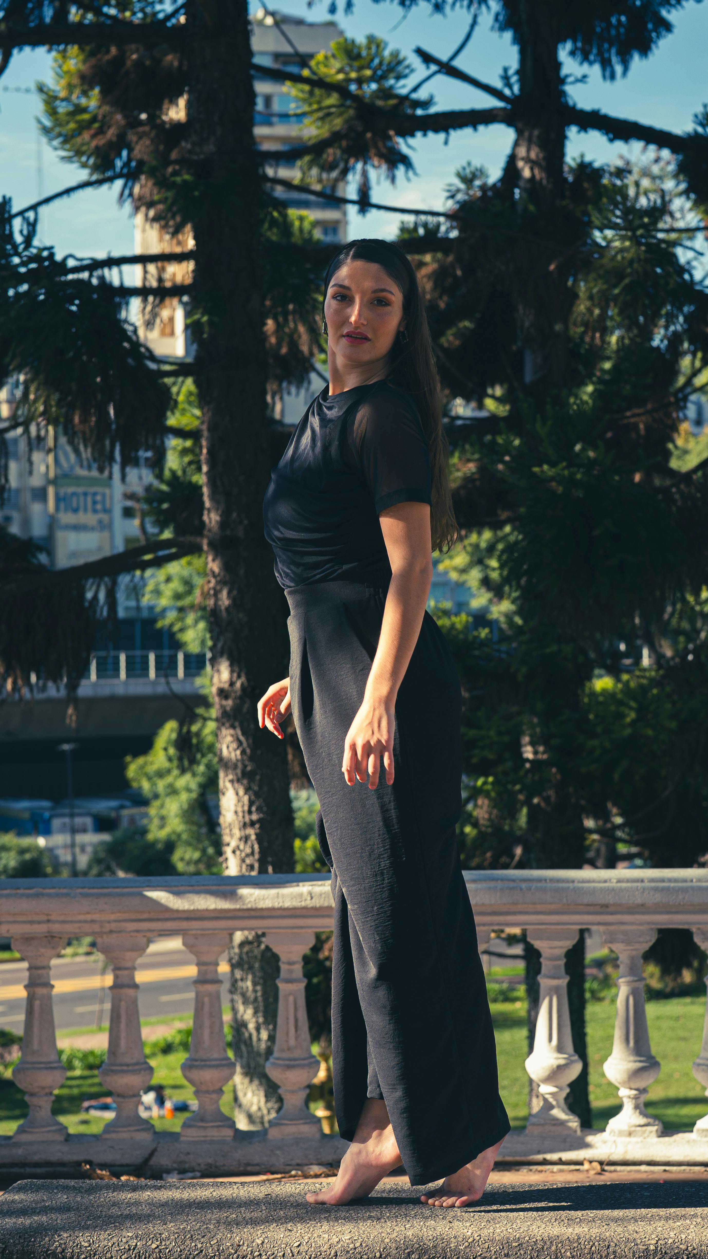 Elegant woman posing on a sunny day in Buenos Aires, Argentina.