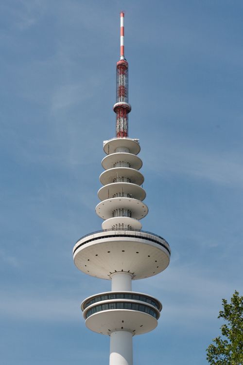 Free The Heinrich Hertz Tower stands tall against a bright blue sky in Hamburg, Germany. Stock Photo