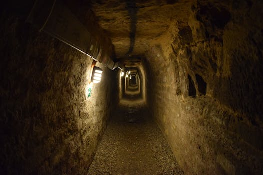 Explore the eerie underground tunnels of the Paris Catacombs, a historic landmark.