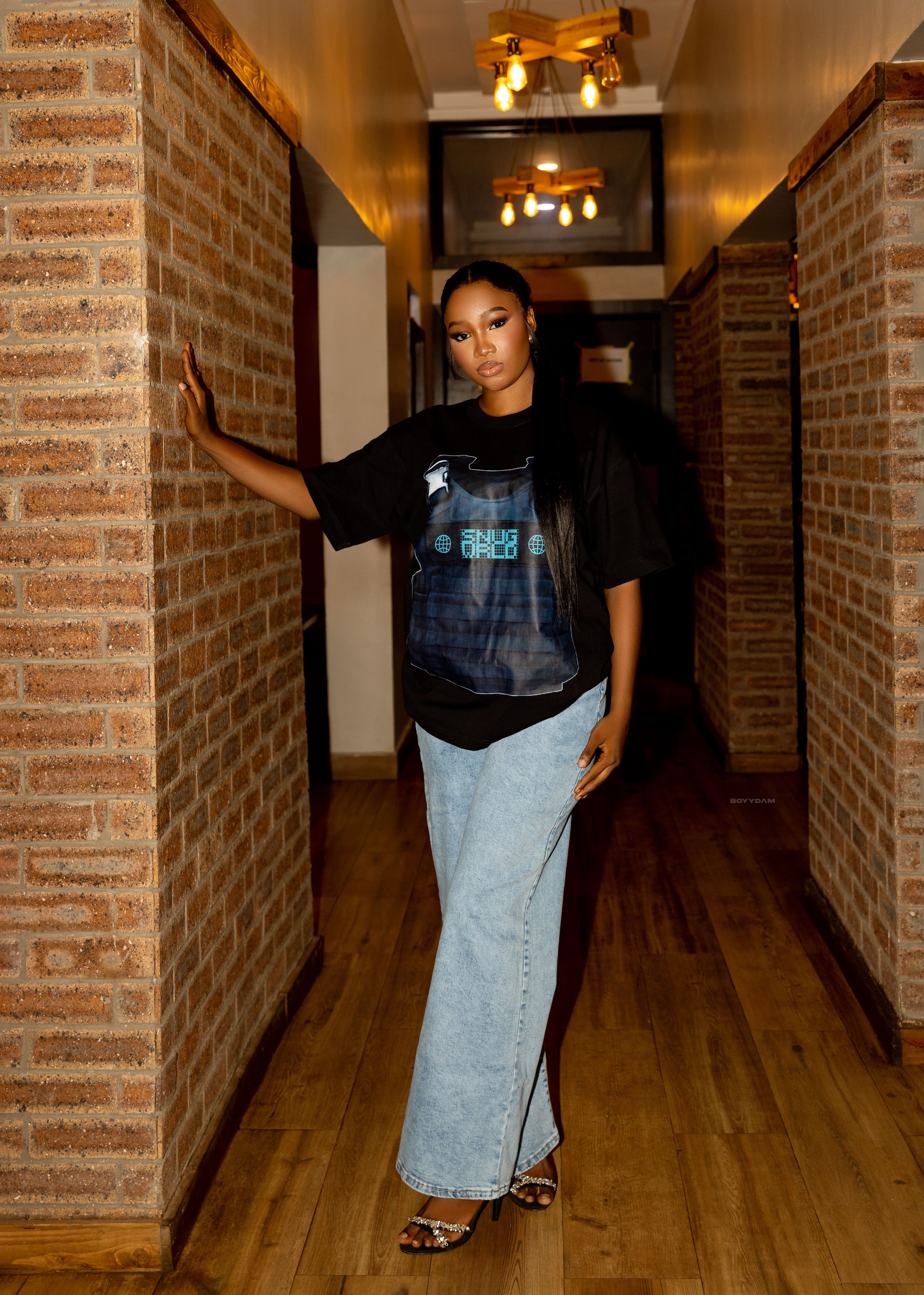Camiseta Oversized Preta Estampada